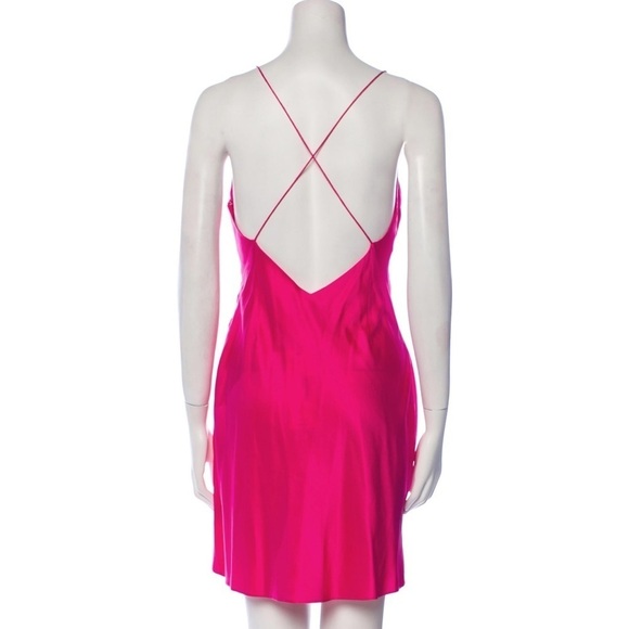 NEW SER.O.YA LEAH SILK Spandex DRESS Fuchsia Purple {$350} Blend Halter Cross XS - Picture 3 of 13